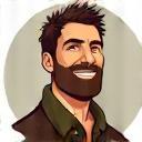 Cartoon avatar of an experienced male hunter with a wise smile.